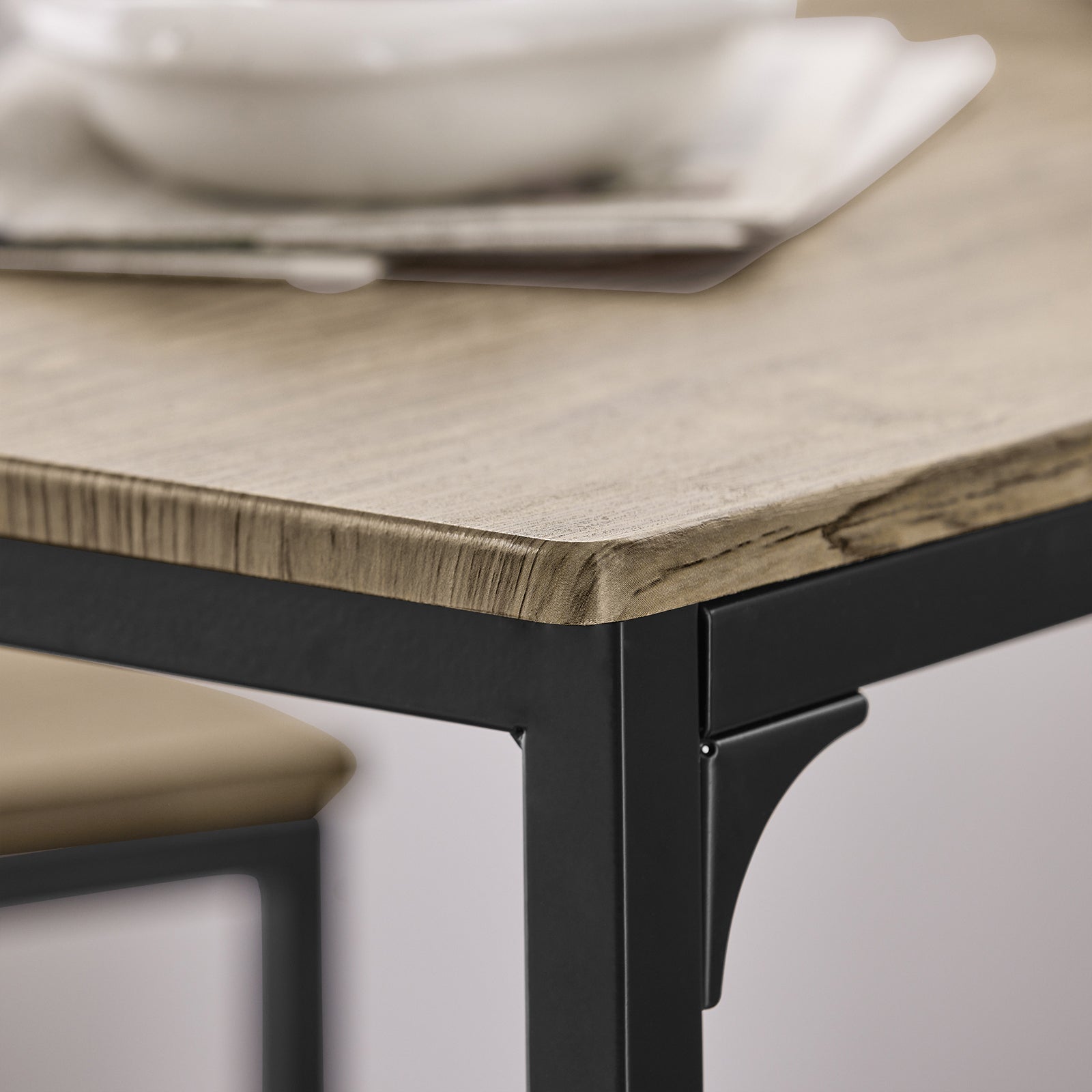 Set 3 Pezzi Tavolo con 2 sgabelli Alto Mobile Bar per casa Stile Vintage,Marrone, L89*P45*A86.5cm OGT03-N