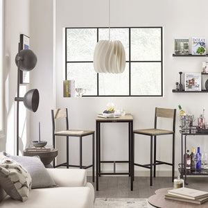 Set 3 Pezzi Tavolo con 2 sgabelli Alto Mobile Bar per casa Stile Vintage,Marrone, L89*P45*A86.5cm OGT03-N