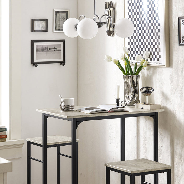 Set 3 Pezzi Tavolo con 2 sgabelli Mobile Bar per casa Stile Industriale Grigio, L80*P50*A88cm, Grigio OGT10-HG