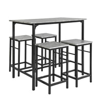 Set 5 Pezzi Tavolo con 4 sgabelli Mobile Bar per casa Stile Industriale L100*P60*A87 cm Grigio OGT11-HG