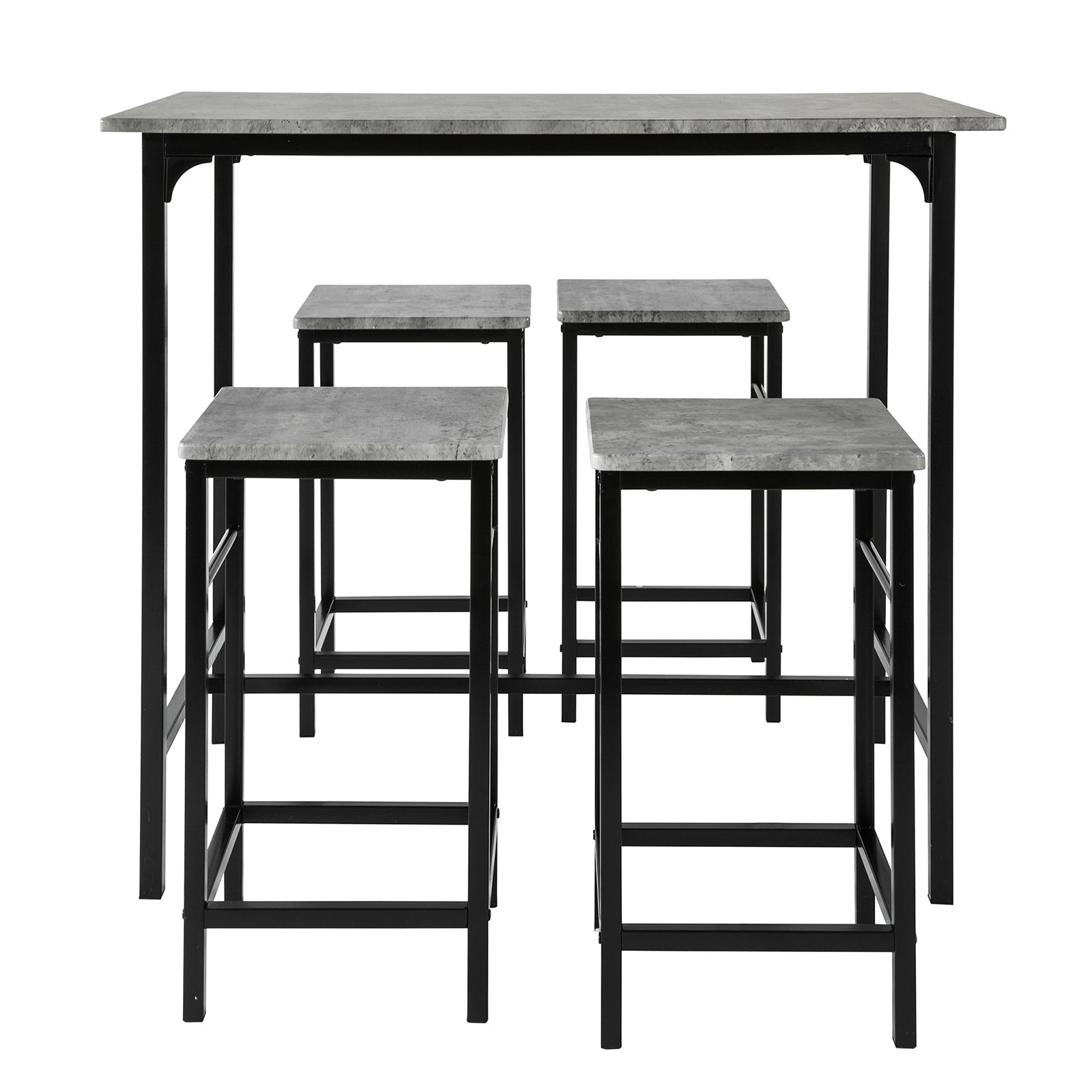 Set 5 Pezzi Tavolo con 4 sgabelli Mobile Bar per casa Stile Industriale L100*P60*A87 cm Grigio OGT11-HG