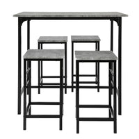 Set 5 Pezzi Tavolo con 4 sgabelli Mobile Bar per casa Stile Industriale L100*P60*A87 cm Grigio OGT11-HG