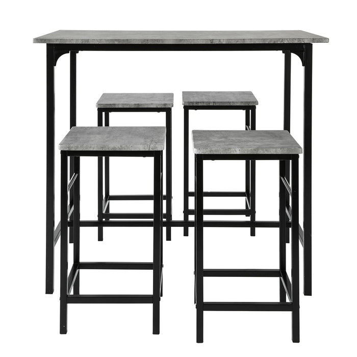 Set 5 Pezzi Tavolo con 4 sgabelli Mobile Bar per casa Stile Industriale L100*P60*A87 cm Grigio OGT11-HG