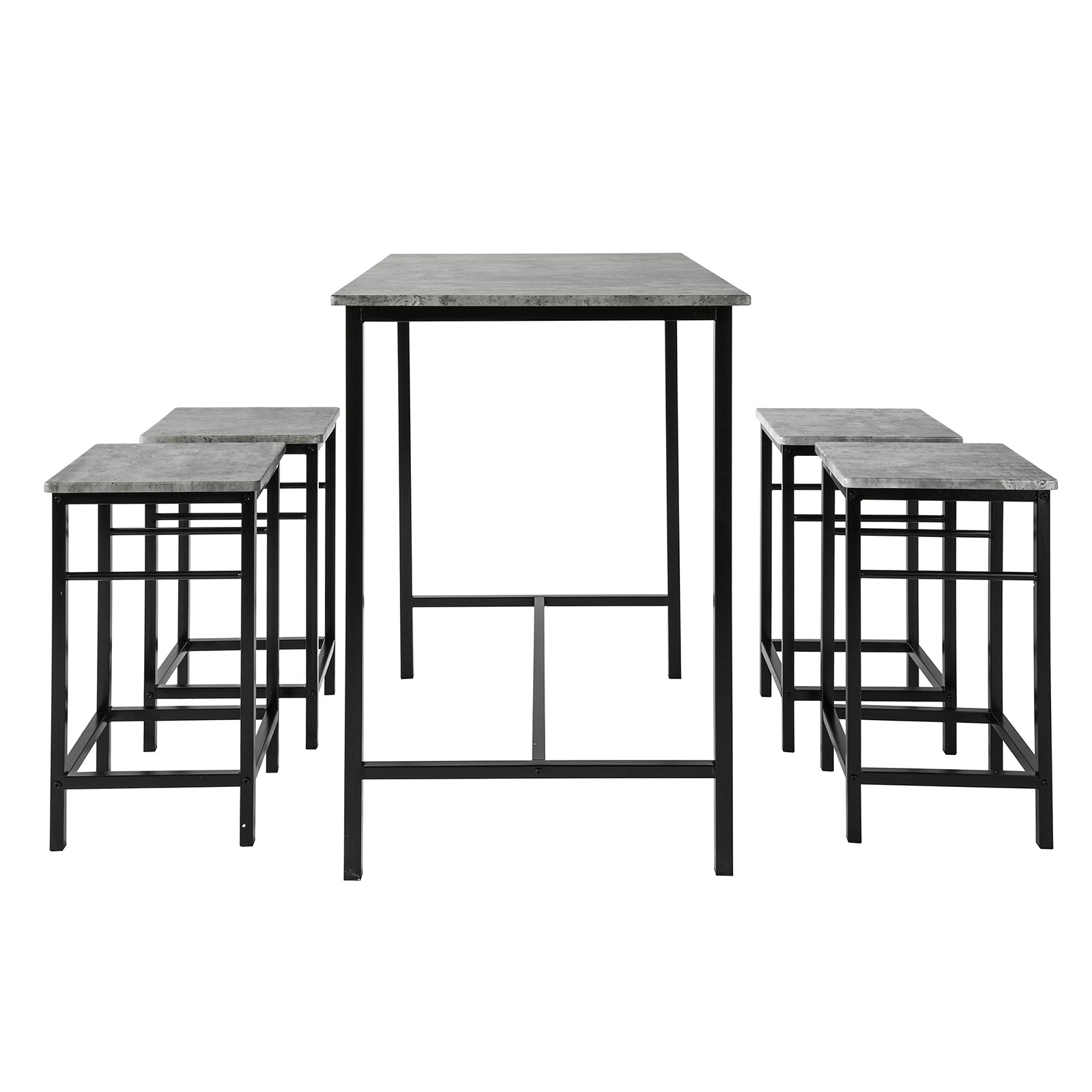Set 5 Pezzi Tavolo con 4 sgabelli Mobile Bar per casa Stile Industriale L100*P60*A87 cm Grigio OGT11-HG
