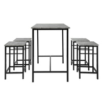 Set 5 Pezzi Tavolo con 4 sgabelli Mobile Bar per casa Stile Industriale L100*P60*A87 cm Grigio OGT11-HG