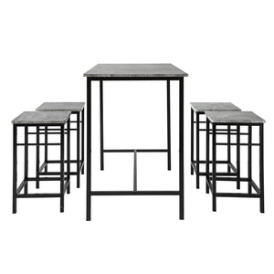 Set 5 Pezzi Tavolo con 4 sgabelli Mobile Bar per casa Stile Industriale L100*P60*A87 cm Grigio OGT11-HG