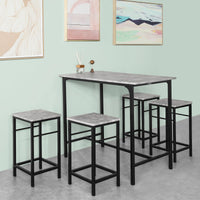 Set 5 Pezzi Tavolo con 4 sgabelli Mobile Bar per casa Stile Industriale L100*P60*A87 cm Grigio OGT11-HG