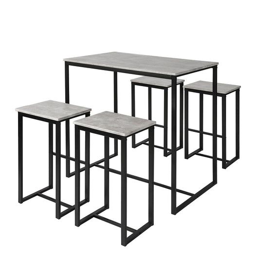 Set 5 Pezzi Tavolo con 4 sgabelli Mobile Bar per casa Stile Industriale L100*P60*A96cm Grigio OGT15-HG