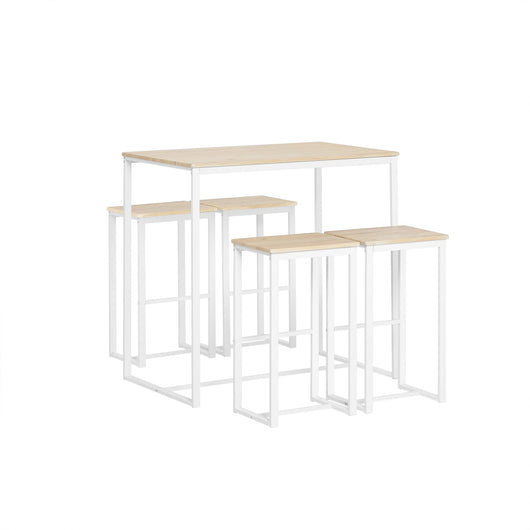 Set 5 Pezzi Tavolo con 4 sgabelli Mobile Bar per casa Stile Industriale L100*P60*A96cm Bianco OGT15-WN