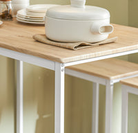 Set 5 Pezzi Tavolo con 4 sgabelli Mobile Bar per casa Stile Industriale L100*P60*A96cm Bianco OGT15-WN