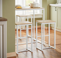 Set 5 Pezzi Tavolo con 4 sgabelli Mobile Bar per casa Stile Industriale L100*P60*A96cm Bianco OGT15-WN