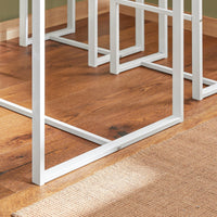 Set 5 Pezzi Tavolo con 4 sgabelli Mobile Bar per casa Stile Industriale L100*P60*A96cm Bianco OGT15-WN