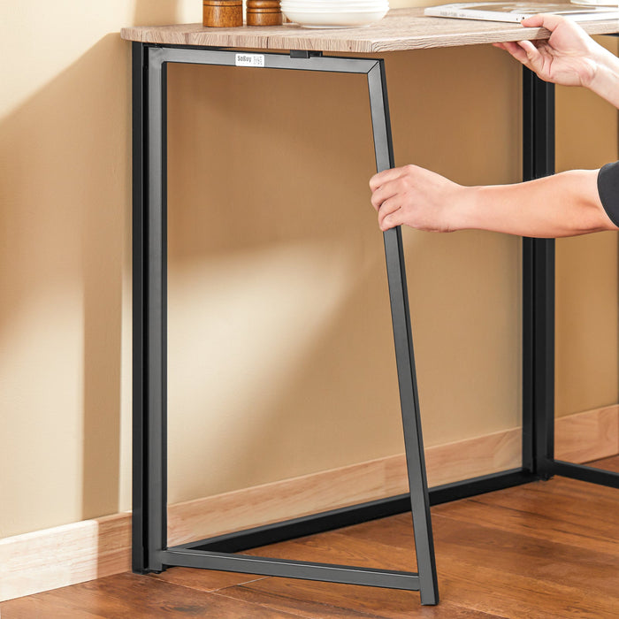 Tavolo Pieghevole con 2 sgabelli Pieghevole Tavolo salvaspazio in Legno e Ferro L90*P45*A74 cm Max Portata 150 kg OGT18-N