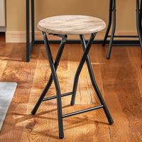 Tavolo Pieghevole con 2 sgabelli Pieghevole Tavolo salvaspazio in Legno e Ferro L90*P45*A74 cm Max Portata 150 kg OGT18-N