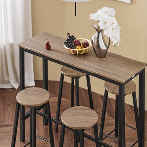 Set 5 Tavolo con 4 sgabelli,Bancone Bar tavolo bar con sgabelli penisola cucina Nero OGT22-SCH