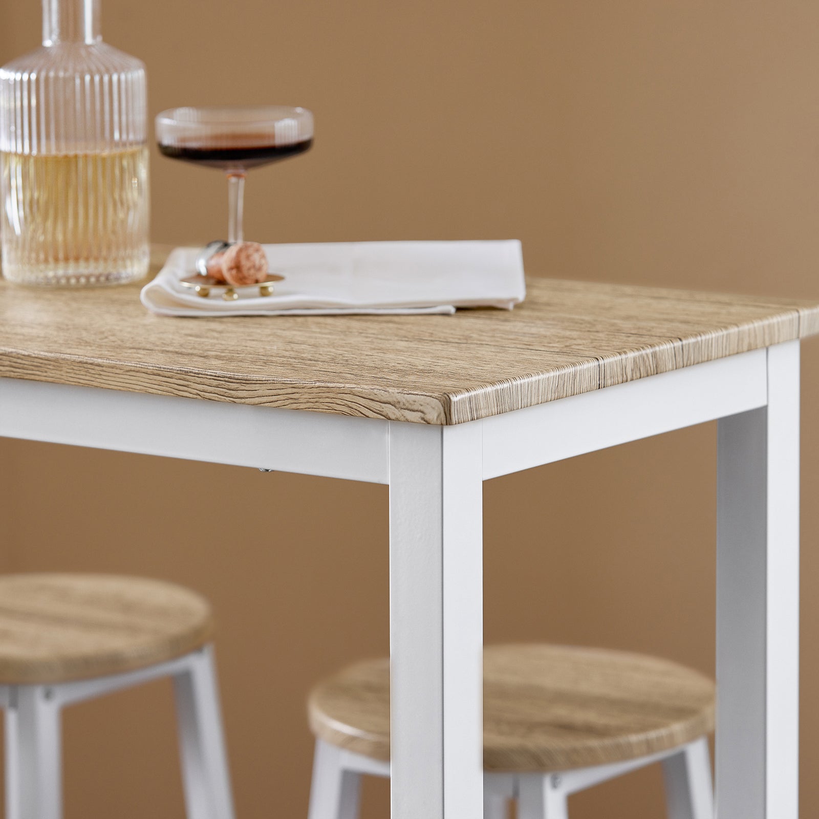 Set 5 Tavolo con 4 sgabelli,Bancone Bar tavolo bar con sgabelli penisola cucina Bianco OGT22-WN