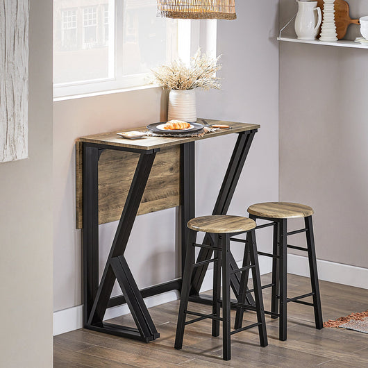 Tavolo Cucina con 4 sgabelli, Tavolo Bar Pieghevole L40-80cm*P80cm*A89 cm Vintage Style OGT24-N