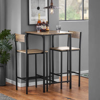 Set 3 Pezzi Tavolo con 2 sgabelli Mobile Bar per casa Stile Industriale, L60*P60*A97cm, Legno OGT27-N