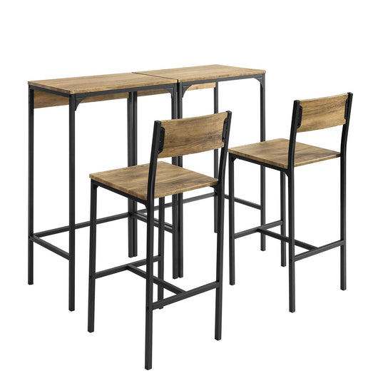 Set 3 Pezzi Tavolo Bar con 2 Aedie Alto Tavolo Legno Allungabile Tavolo da Pranzo Tavolo Alto OGT42-F