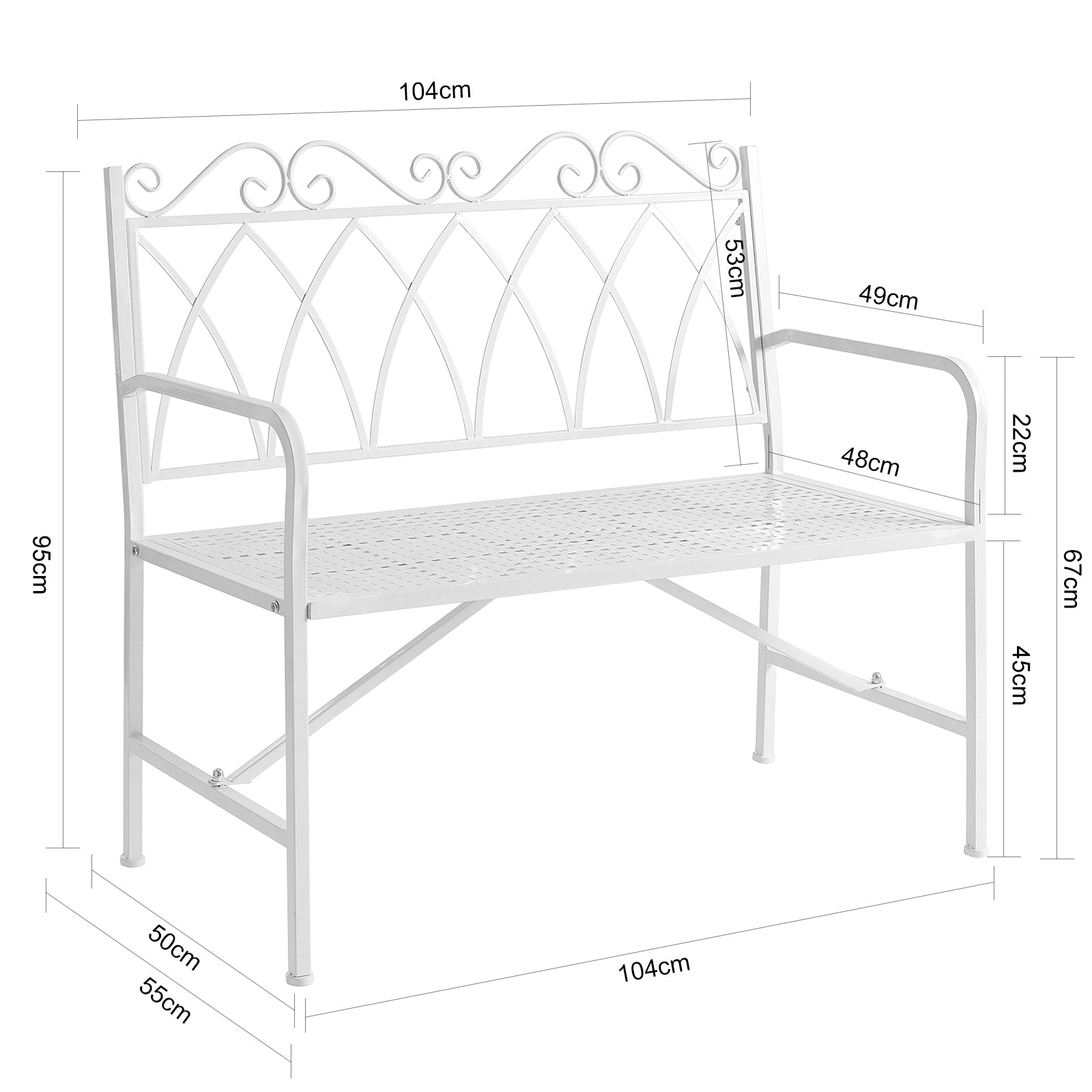 panchina da esterno panchina da giardino Panca da Giardino per 2 Persone Stile Antico Ferro OGT45-W