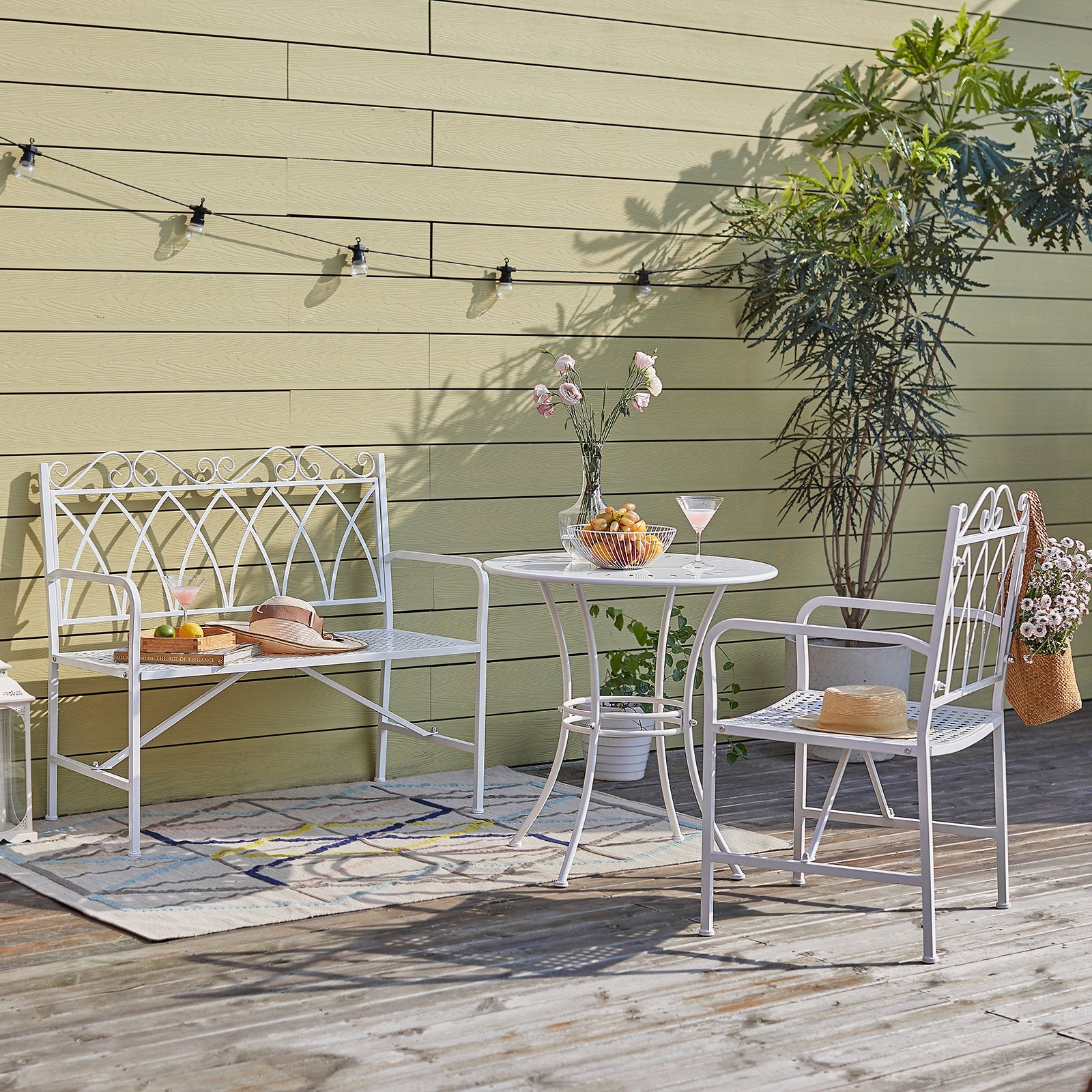 panchina da esterno panchina da giardino Panca da Giardino per 2 Persone Stile Antico Ferro OGT45-W