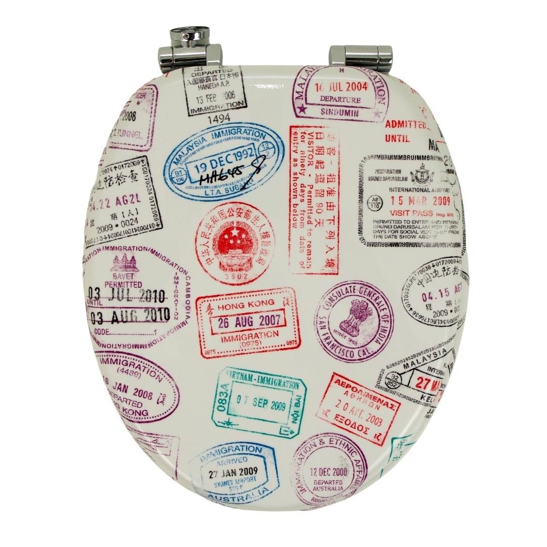 Sedile copri wc universale frizionato fantasia mdf chiusura rallentata *** fantasia travel, confezione 1