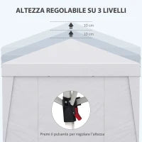 Gazebo Pieghevole 3x3 m con Altezza Regolabile, con Design Pop Up e Finestre, Bianco