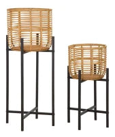 Portavasi Rattan Coppia cm Ø 38X90-33X60