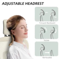 Sedia da Ufficio Ergonomica con Rivestimento in Rete, regolabile, con rotelle, braccioli e poggiatesta, Beige