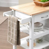 Carrello da Cucina con 1 Cassetto, 1 Armadietto e 1 Ripiano a 3 Livelli, 92x40x84cm, Bianco