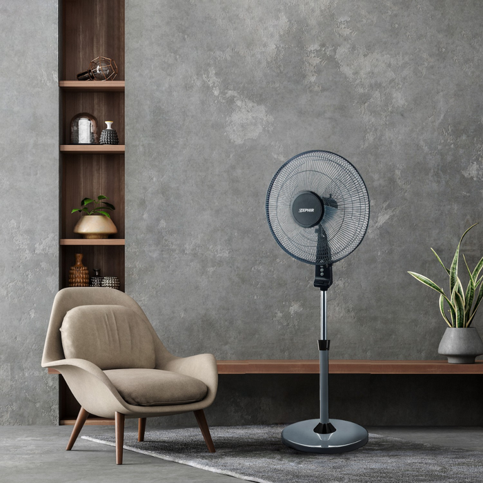 Zephir zng41p ventilatore a piantana ampia base tonda supersilent 45w pale 40cm