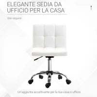 Sedia da Ufficio Ergonomica, Sedia Girevole Altezza Regolabile in Pelle Sintetica 46 × 51 × 80-92cm
