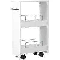 kleankin Carrello Salvaspazio Multiuso in Legno MDF e Ruote, 42.5x20.3x66.7cm, Bianco