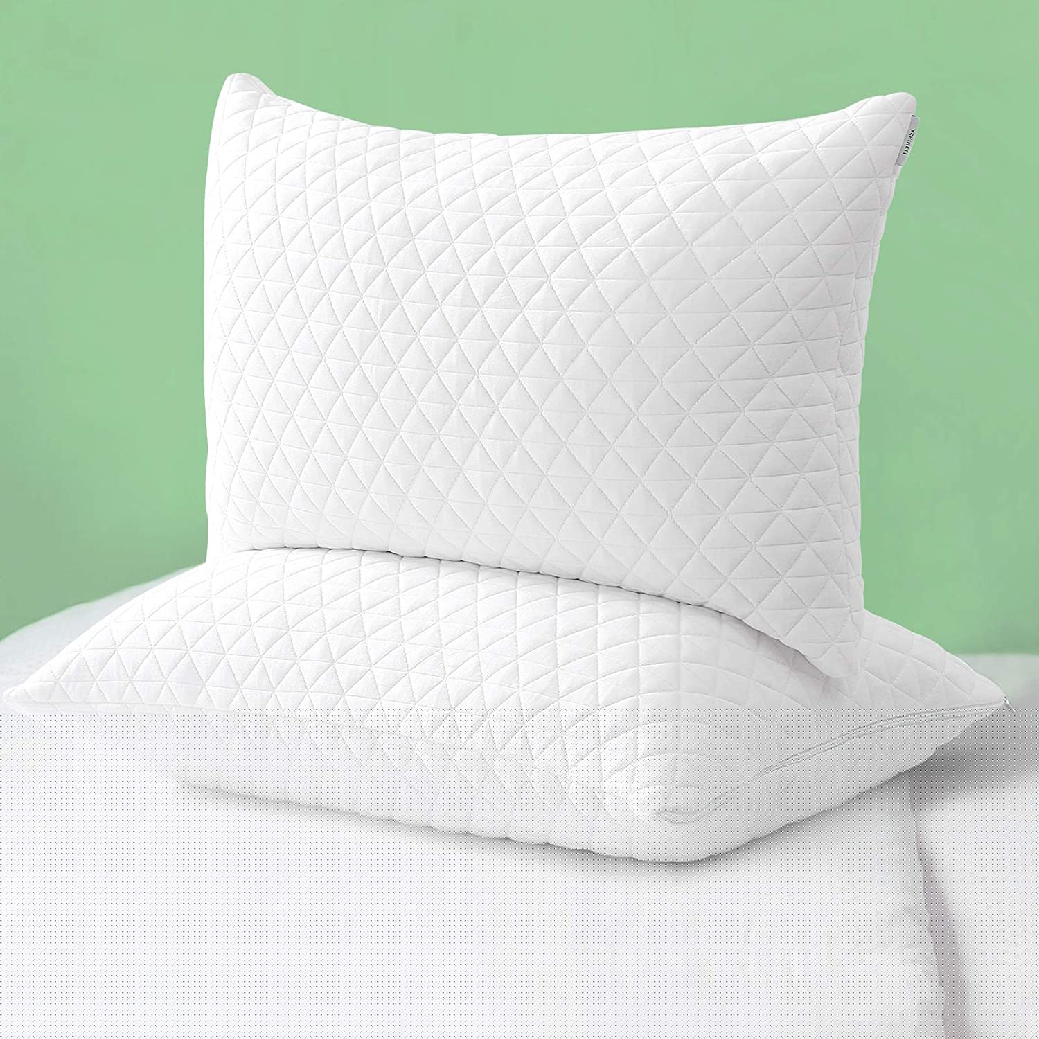 OLYMPIA Coppia Guanciali Fiocco Memory Foam, Cuscino da Letto Premium per Dormire,  Ergonomico e Traspirante Supporto Ottimale Collo e Cervicale