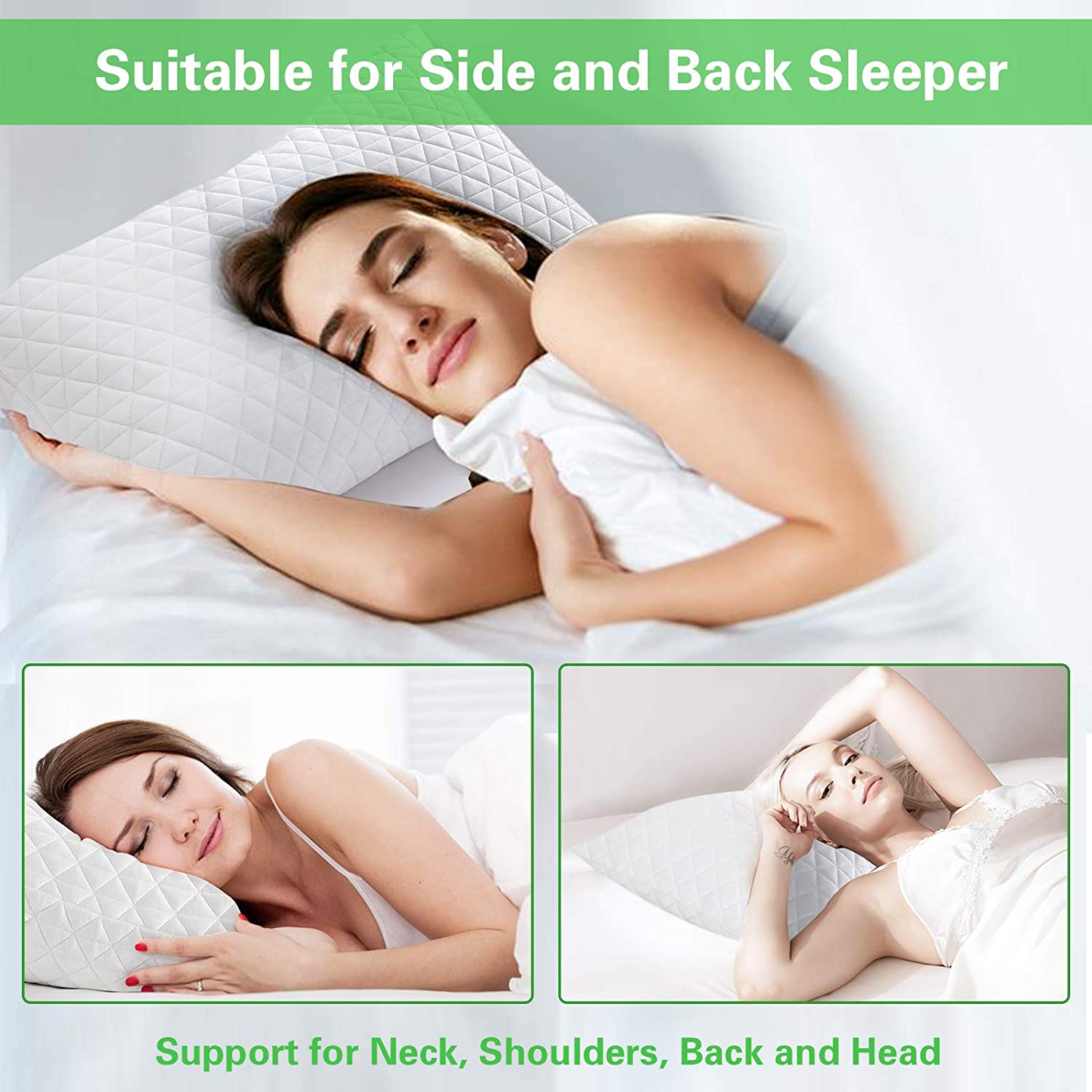 OLYMPIA Coppia Guanciali Fiocco Memory Foam, Cuscino da Letto Premium per Dormire,  Ergonomico e Traspirante Supporto Ottimale Collo e Cervicale