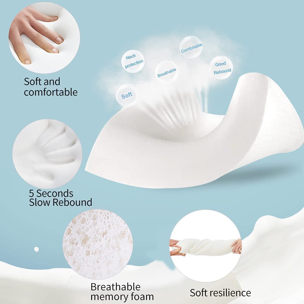 OLYMPIA Cuscino Cervicale MEMORY FOAM per Dormire a Doppia Onda - Cuscino Memory Foam Traspirante, ergonomico, anallergico - Guanciale Memory Foam Federa Lavabile