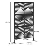 Separé Divisorio da Esterno Decorativo e Traliccio per Rampicanti, 122x45x198 cm, Nero