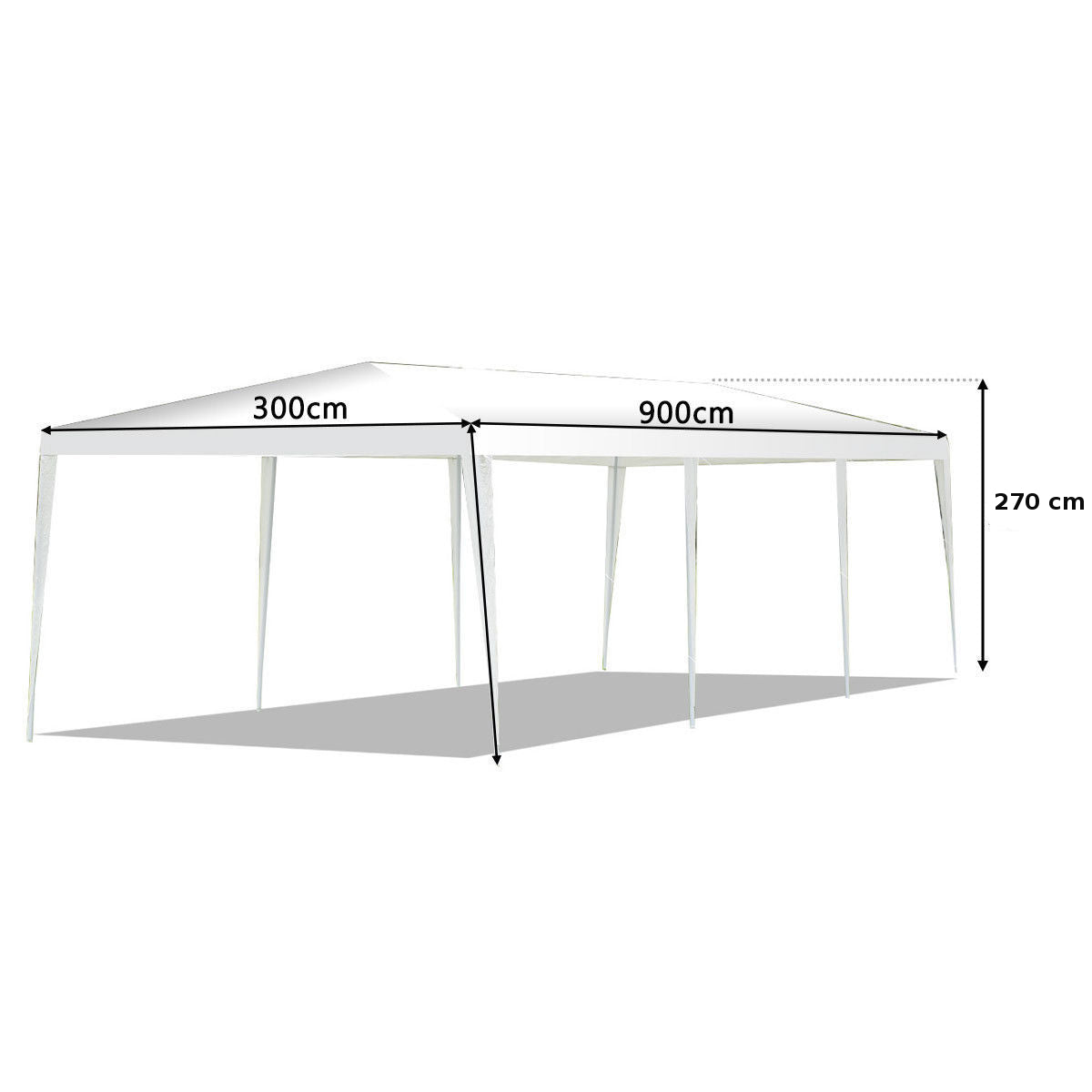 Tenda/gazebo per feste 3x9 impermeabile bianco tendone per fiere e mercati
