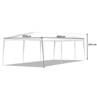 Tenda/gazebo per feste 3x9 impermeabile bianco tendone per fiere e mercati