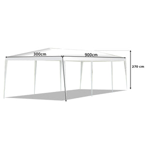 Tenda/gazebo per feste 3x9 impermeabile bianco tendone per fiere e mercati