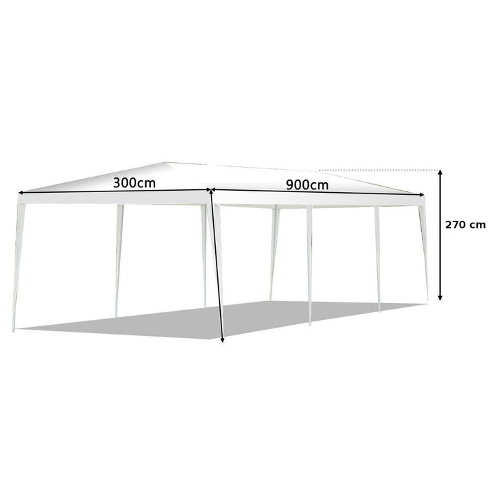 Tenda/gazebo per feste 3x9 impermeabile bianco tendone per fiere e mercati