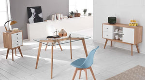 Carlotta - Sedia in polipropilene ecopelle blu 4 pz