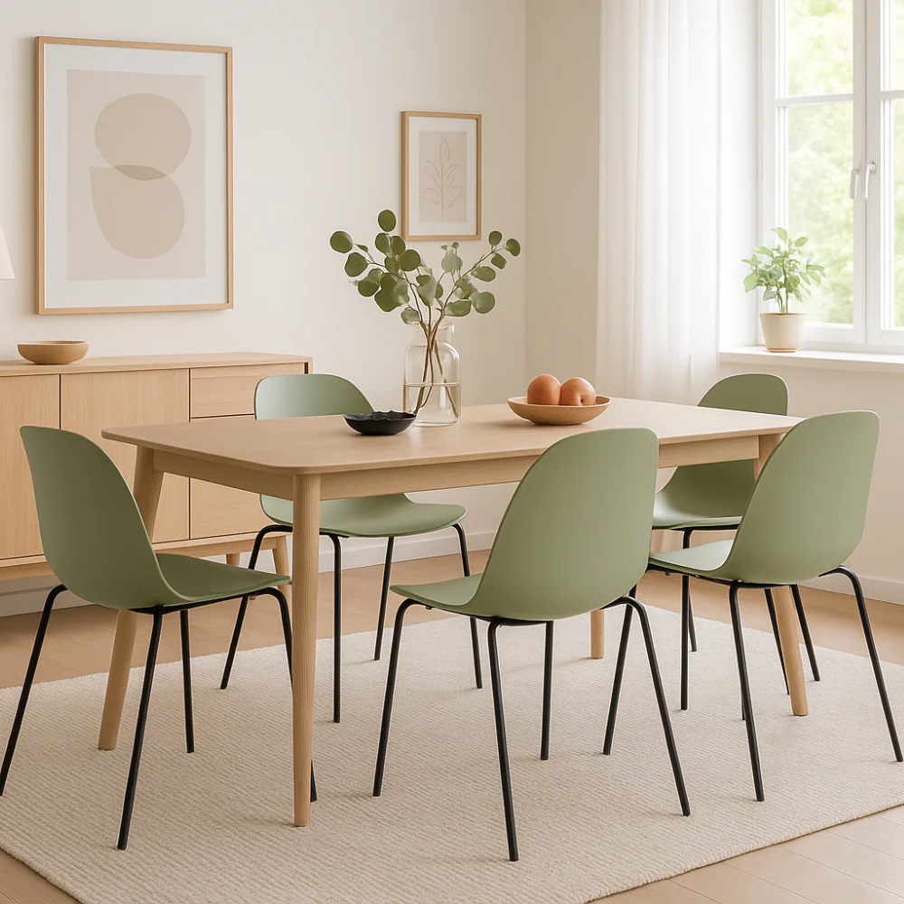 Ovo, Set di 4 sedie in polipropilene Verde (50cm X 51cm H. 79cm)| Duzzle