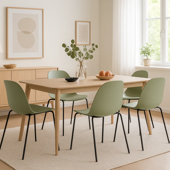 Ovo, Set di 4 sedie in polipropilene Verde (50cm X 51cm H. 79cm)| Duzzle