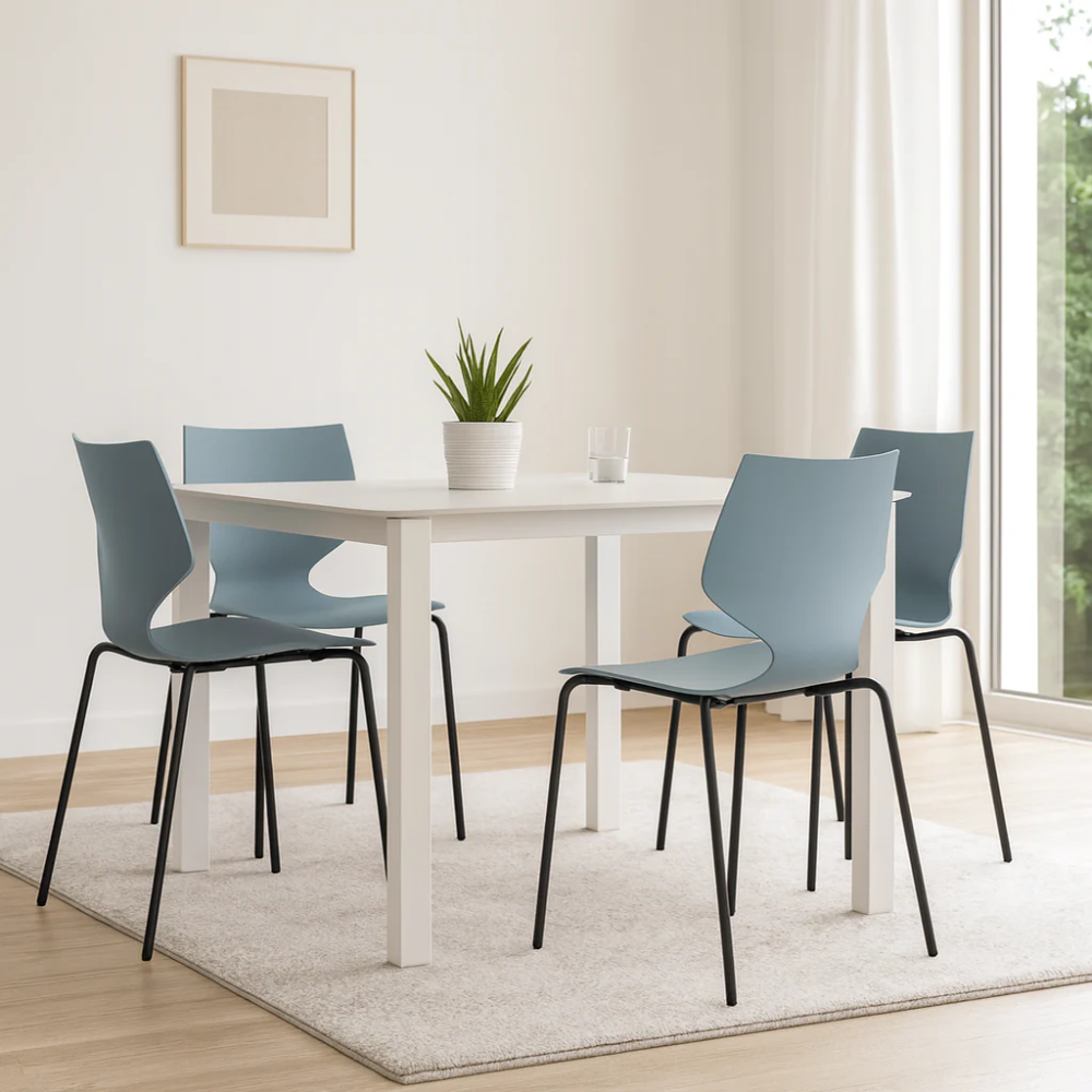 Elite, Set di 4 sedie in polipropilene Azzurro (50cm X 51cm H. 77cm)| Duzzle