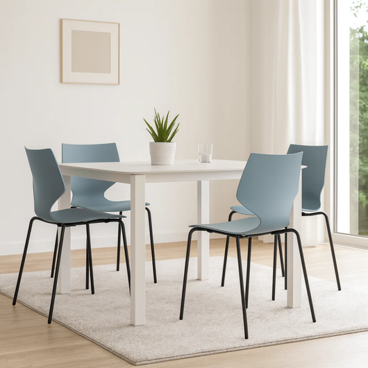 Elite, Set di 4 sedie in polipropilene Azzurro (50cm X 51cm H. 77cm)| Duzzle