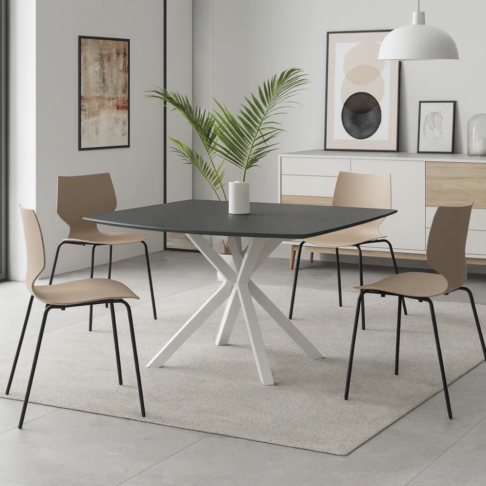 Elite, Set di 4 sedie in polipropilene Marrone chiaro(50cm X 51cm H. 77cm)| Duzzle