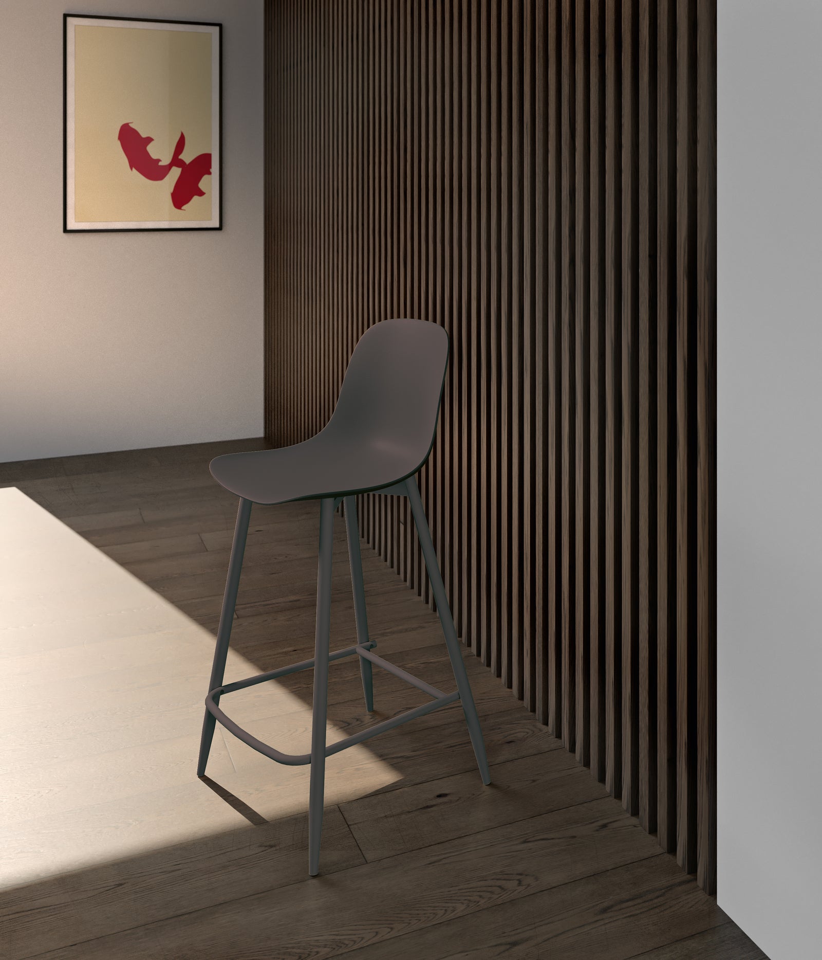 Frida - Sgabello in polipropilene grigio scuro - Set da 4 pz