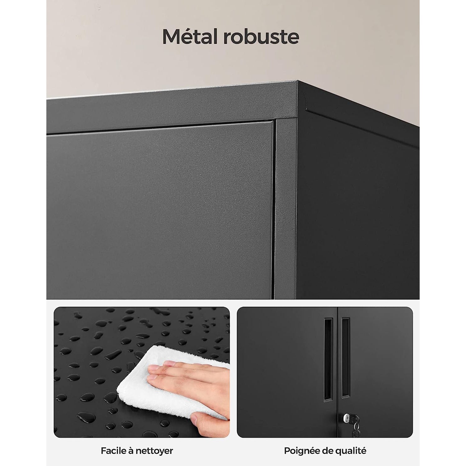 Armadio da ufficio multiuso armadio da ufficio con serratura a 2 ante unità di stoccaggio in acciaio per ufficio soggiorno nero 12_0004829