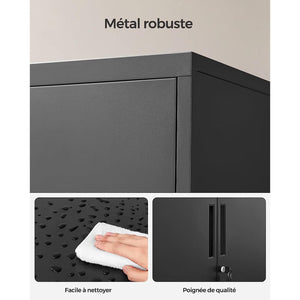 Armadio da ufficio multiuso armadio da ufficio con serratura a 2 ante unità di stoccaggio in acciaio per ufficio soggiorno nero 12_0004829